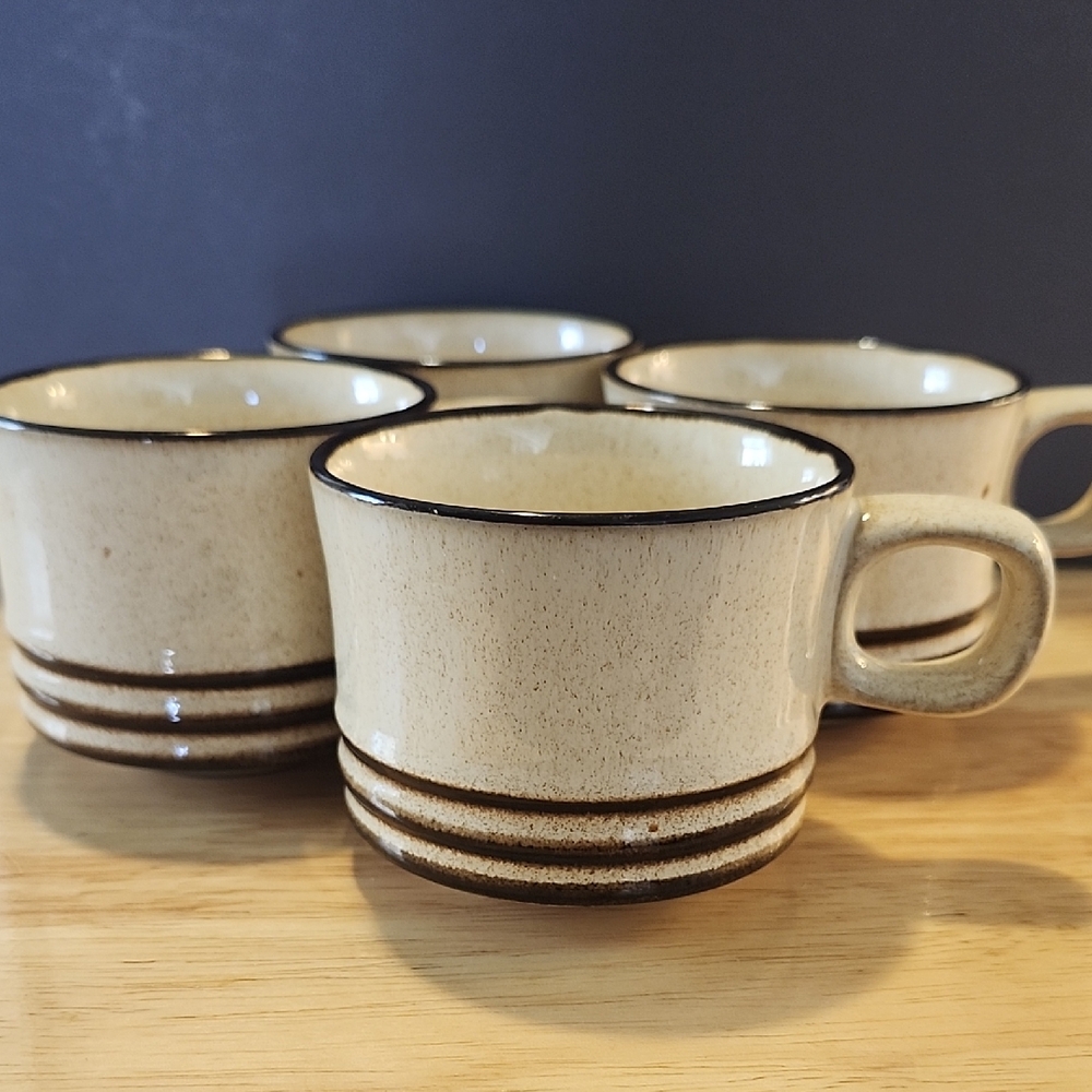 Vintage Denby Stoneware Sahara Brown Mugs Set of 4